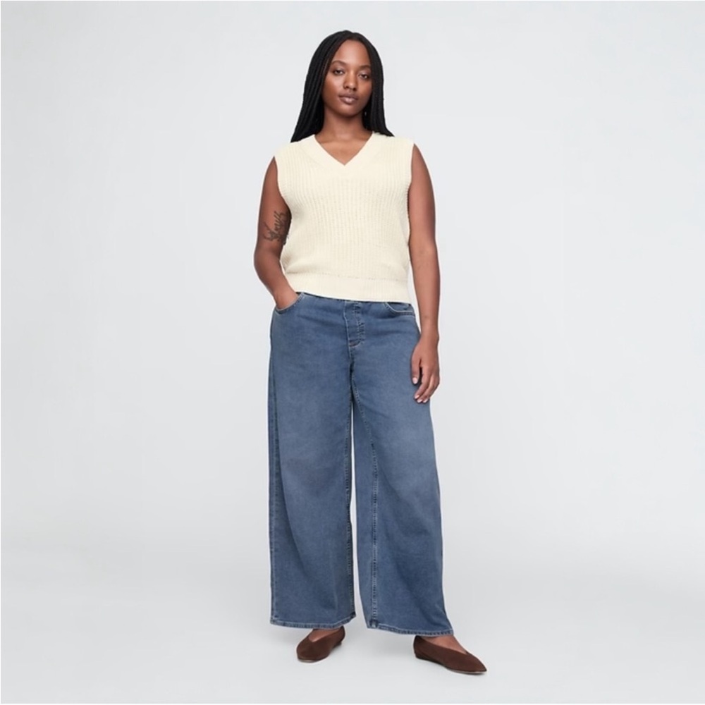 GAP Mid Rise Knit Easy Baggy Jeans NWT LARGE